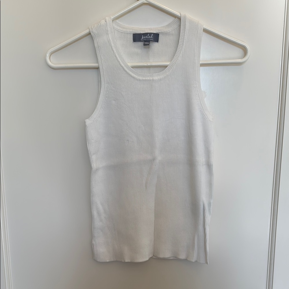 Nordstrom White Ribbed Tank Top